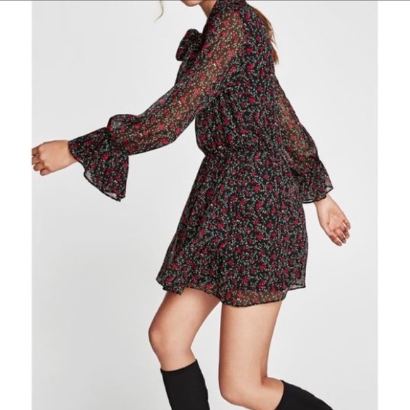 NWOT | Zara | Floral Ruffle Dress | Size XS - Picture 5 of 12